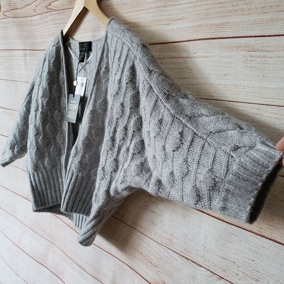 Charter Club Cashmere Textured Dolman Sleeve Cropped Cardigan Crystal Buttons XS - Picture 5 of 10